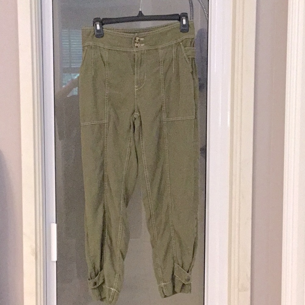 ANTHROPOLGIE army green utility pants, soft fabric, size 2.:)